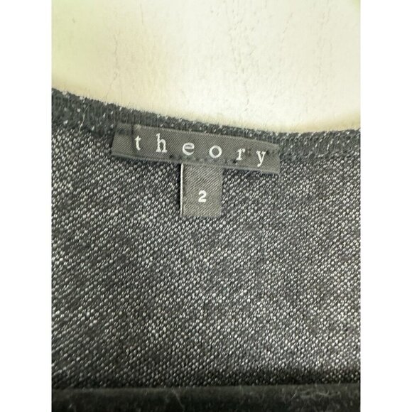 Theory Olethea Arminus Herringbone stretch Wool Blend Gray Sheath Dress Sz 2 - Picture 3 of 6
